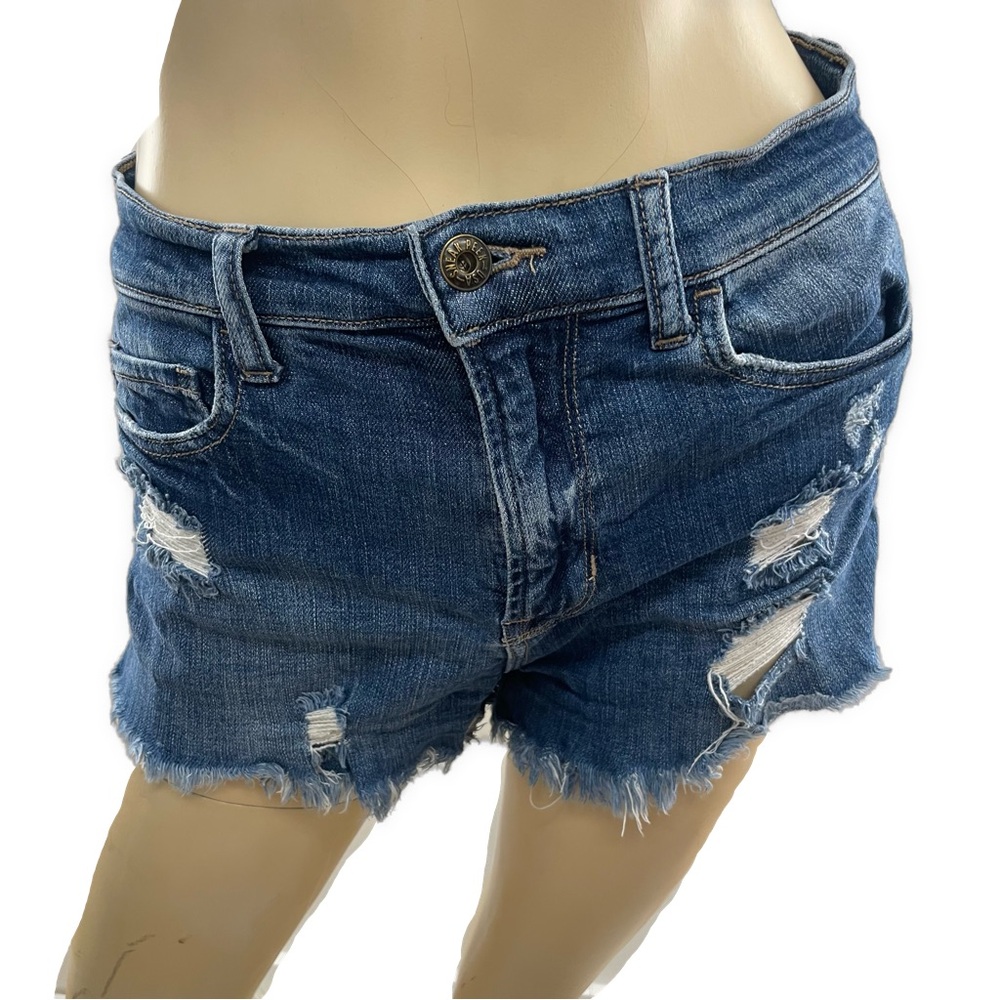 Sneak Peek Blue Distressed Jean Shorts